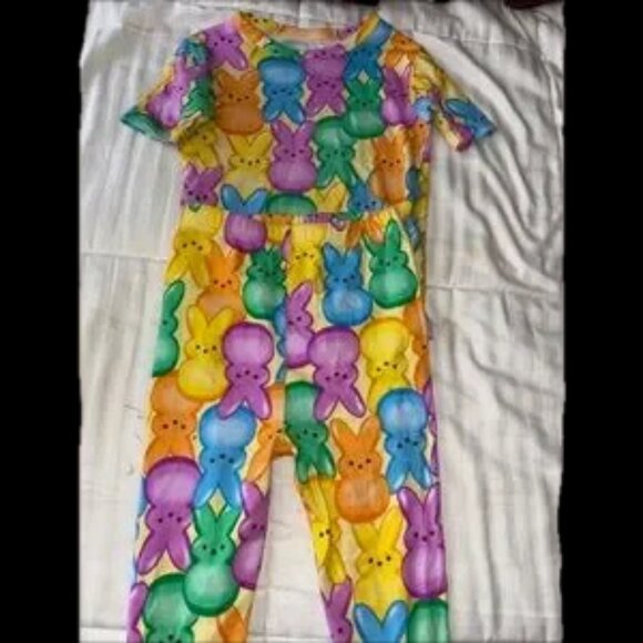 NWOT PAJAMA SET!!! bunny rabbit cotton kids pajama set unisex intl size 5-7 🎉🥳 - Picture 3 of 9